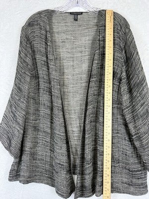 Eileen Fisher Open Front Cardigan 1X Gray Linen Blend Womens *FlawRead