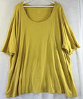 J Jill 4X Top Pima Seamed Elbow Sleeve Tunic Yellow Womens Plus Size Knit Cotton