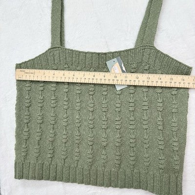Uncharted Threads Womens XL Green Textured Knit Cami Sweater Crop Top Boho New