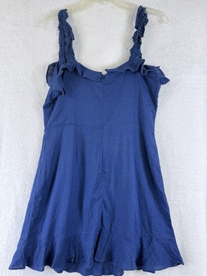 Lulus Mini Dress Large Linen Days Like This Royal Blue Sleeveless Ruffled New