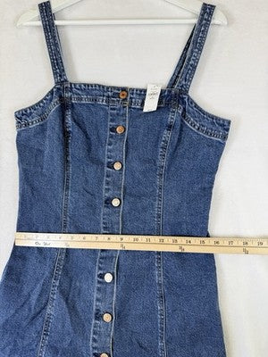Gap Denim Mini Dress Medium Petite Womens Blue Jean Button Front Strapless New