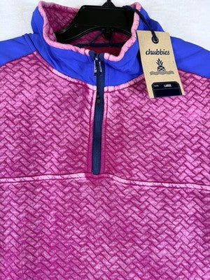 Chubbies Large Pullover 1/4 Zip Shirt Let Me Pink Quilted Sweatshirt New NWT