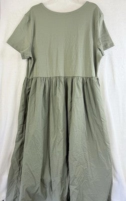 Gap Maternity Mixed Media Maxi Dress XXL Green Empire Waist Short Sleeve Women