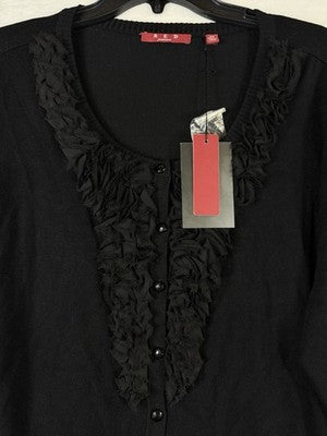 2X Cardigan Womens Sweater Black Buttons 3/4 Sleeve New Plus Size