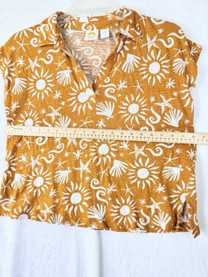 C C California Tops XL 100% Linen Short Sleeve Womens C&C