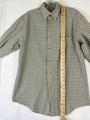 LL Bean Shirt Men Small Green Button Down Long Sleeve 100% Cotton
