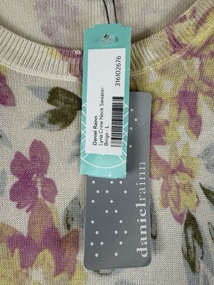 Daniel Rainn Sweater Large Top Floral Print Beige Stitch Fix Long Sleeve New NWT