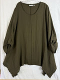 Habitat Clothes To Live In XL Top Green Artsy Art To Wear Lagenlook Womens