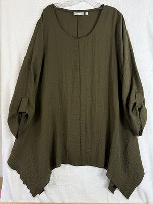 Habitat Clothes To Live In XL Top Green Artsy Art To Wear Lagenlook Womens