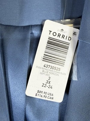 Studio By Torrid Blazer 3 Blue 3X Refined Crepe Cutaway Jacket New NWT
