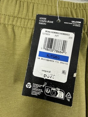 Under Armour Unstoppable Fleece Shorts XL Mens 7” Canteen Green Black New NWT