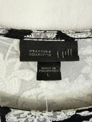 J Jill Wearever Collection Dress Large Black Paisley Long Sleeve Knit New NWT