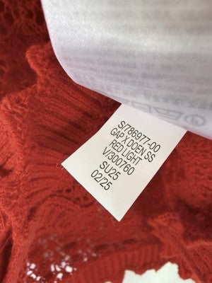 Gap x Dôen Linen Cardigan Large Women Red Short Puff Sleeve Button Front Top New