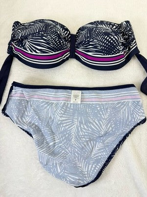 Venus Bandeau Bikini Set C Top 4 Bottom Blue Purple Floral Underwire Womens