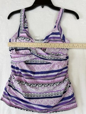 Lands End Tankini Top 10 10D Sweetheart Wrap Underwire Womens Swim Purple