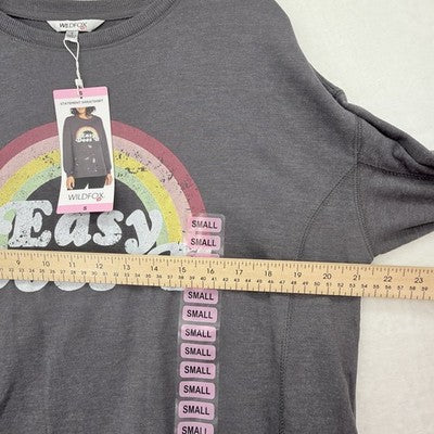 Wildfox Sweatshirt Small Gray Easy Does It Womens Top Crew Neck Pullover New NWT