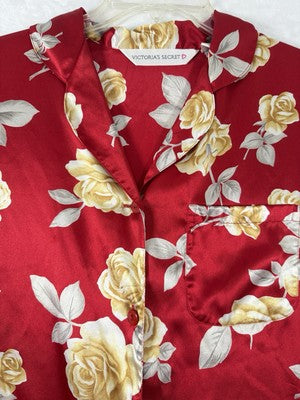 Victoria’s Secret Satin Sleepshirt Nightshirt Pajamas Red Roses Victoria