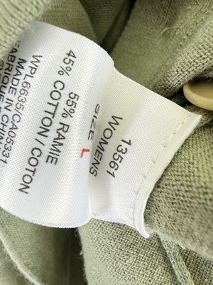 Woolrich Sweater Womens Large Sage Green Button Front Short Sleeve Tops