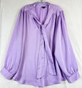 Torrid Size 3 Tops Satin Tie Neck Blouse Purple Womens Long Balloon Sleeve