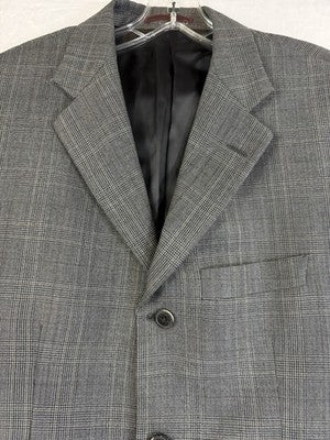 Massimo Dutti Jacket 40 Mens Gray 100% Wool Plaid Blazer Single Breasted Suit