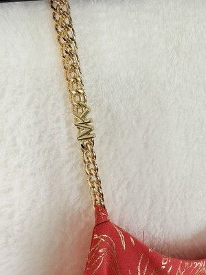 Michael Kors Maxi Dress Small Pink Gold Chain Sleeveless Strappy Floral Womens