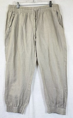 Anthropologie Cloth and Stone Linen Pants Large Joggers Pull On Beige Womens