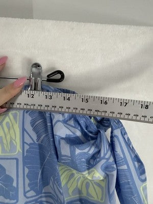 Vintage Talbots Wrap Skirt 14 Petite Blue Floral Print Midi Womens 14P Made USA