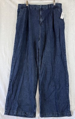 Gap Womens Jeans 16 365 High Rise UltraSoft Pleated Denim Trousers Dark Blue New