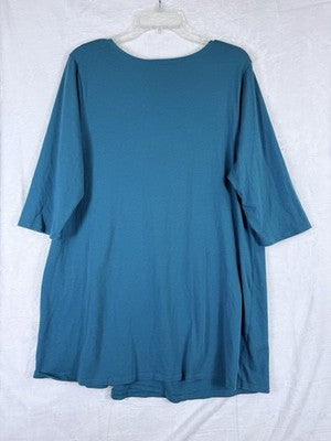 J Jill Pure Jill Wrap Tunic Tops XL Blue Womens Knit Short Sleeve