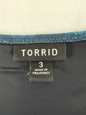 Torrid 3 Dress 3X Wrap Teal Blue Floral Long Sleeve Plus Size Womens