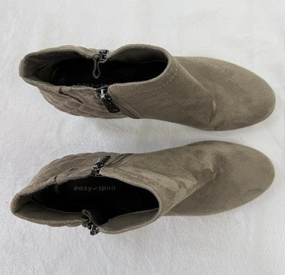 Easy Spirit Shoes 8.5 Womens Booties Faux Suede Side Zip Beige