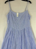 Gap Maxi Dress Medium Womens Sleeveless Linen Blend Blue Striped Drop Waist New