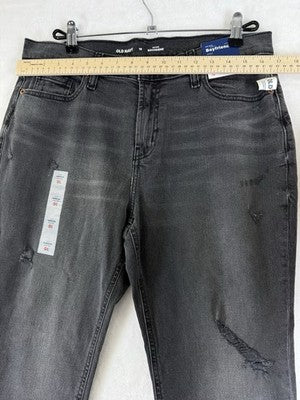 Old Navy Jeans 10 Mid Rise Boyfriend Ankle Gray Distressed Raw Hem New NWT