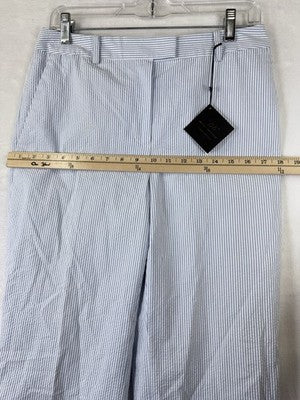 Brooks Brothers Seersucker Pants Womens 6 Caroline Fit Stretch Blue White New