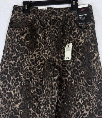 Levis Baggy Dad Jeans 24 Womens Leopard Print 24x30 Mid Rise Denim New NWT