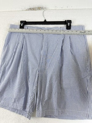Jos A Bank Shorts 40 Mens Blue White Stripe Stays Cool 100% Cotton 9” Joseph