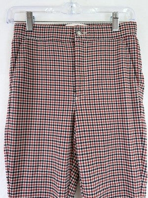 Hollister Ultra High Rise Pants Small Womens Red Blue Check Womens