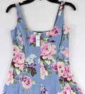 Gap Maxi Dress XS Petite Linen Blend Square Neck Blue Pink Floral Sleeveless New