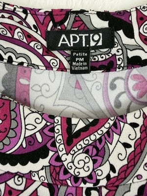 Apt 9 Dress Medium Petite Sleeveless Purple Paisley Fit Flare Womens