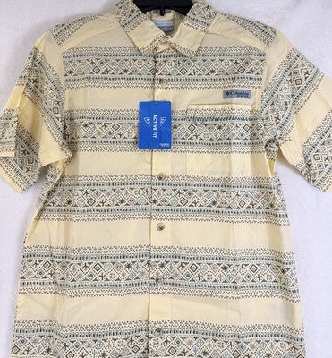 Columbia PFG Shirt Small Mens Short Sleeve Fishing Wild Cast Camp Button Up New
