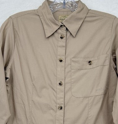 CC Filson Feather Cloth Shirt Small Womens Tan Button Up Long Sleeve Top New NWT