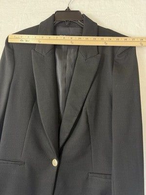 Zara Long Blazer Black Large Womens Jacket Longline Gold Button