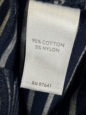 J Jill Blazer Medium Striped Knit Navy Blue Gray Jacket Seamed Womens