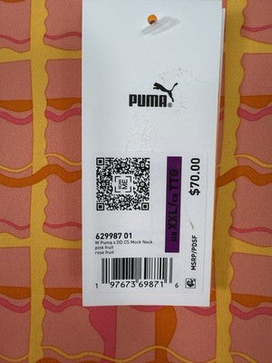 Puma Dani Dazey Top XXL 1X Cloudspun Mock Neck Pink Plaid Womens NWT