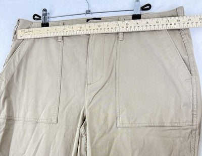 Lands End Womens Utility Pants 18 Petite High Rise Chino 18P Tan Beige
