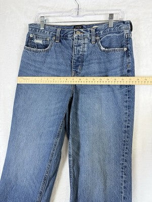J Crew Slim Boyfriend Jeans 28 Blue Womens Straight Leg Button Fly 100% Cotton