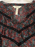 Matilda Jane Top Medium Carol Boho Long Sleeve Floral Sheer Peasant Blouse Women