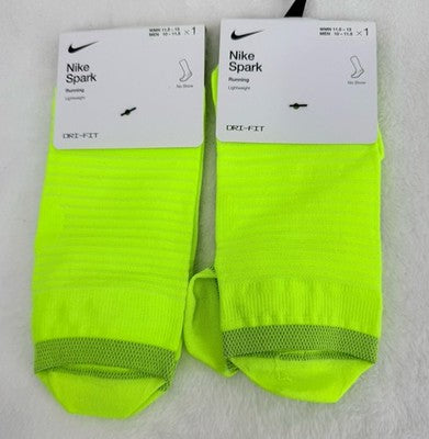 Nike Spark Lightweight Socks Volt Running No Show Large Mens 10-11.5 Lot New