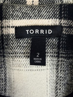 Torrid Flannel Moto Jacket 2X Womens Gray Plaid Full Zip Motorcycle Plus Size