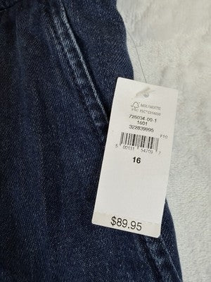 Gap Womens Jeans 16 365 High Rise UltraSoft Pleated Denim Trousers Dark Blue New